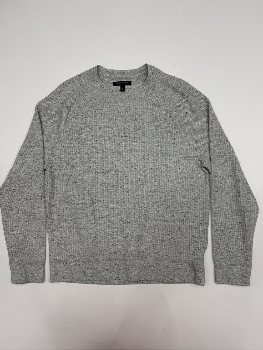 Banana Republic Heather Gray Raglan Waffle Knit Sweatshirt Size L